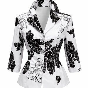 Joseph Ribkoff Black and White Floral Blazer